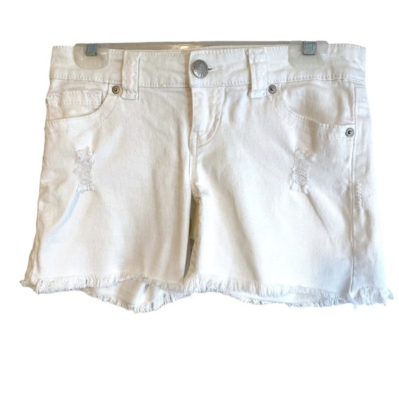 Wet Seal Pants - Wet Seal Low Rise Distressed Jean Shorts White Denim Ladies  5